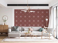 Handcrafted motif repeat in Flower Stitch Wallpaper with earthy base