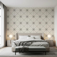 Latticed flower stitch wallpaper with dark geometric lattice pattern, GD8774