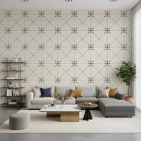 Living room with silhouette wallpaper and floral stitch pattern layout, GD8774