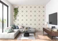 Geometric silhouette wallpaper with floral stitch symmetry layout, GD8774