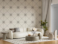 Hallway styled with latticed flower stitch silhouette wallpaper design, GD8774
