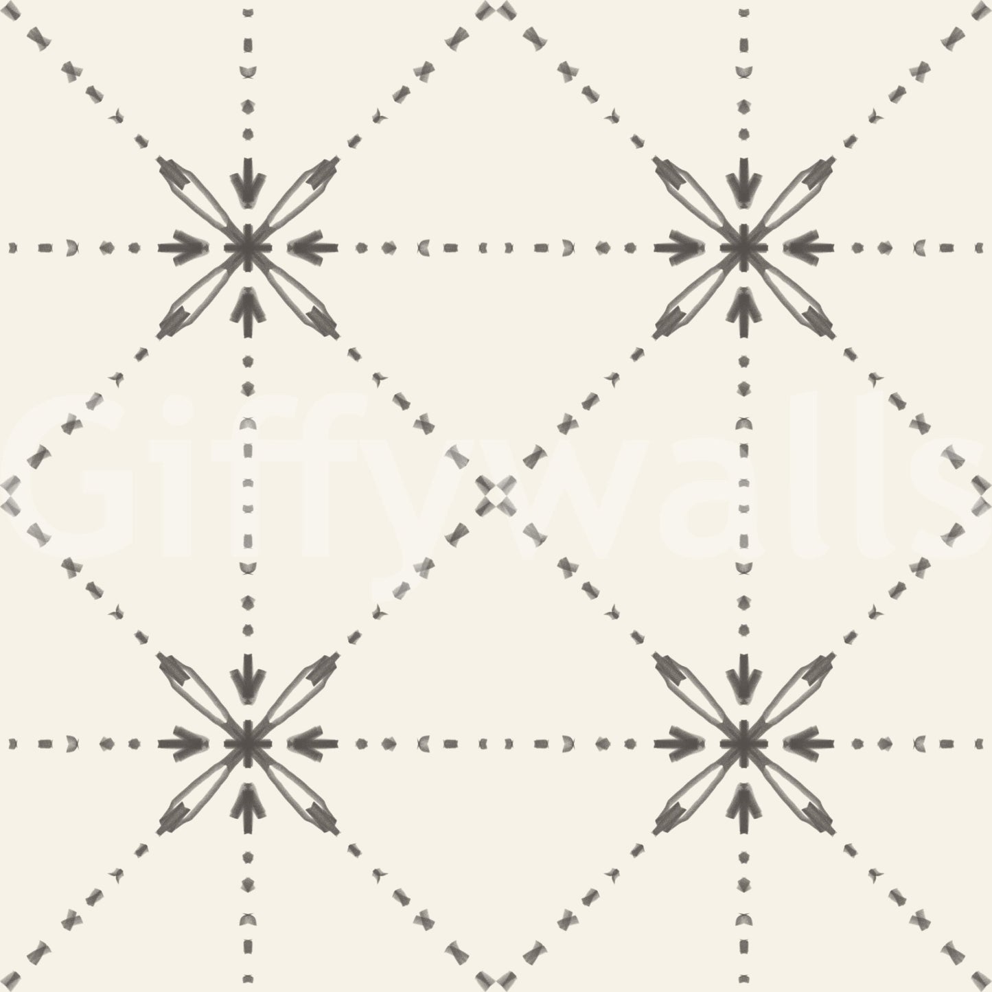 Latticed flower stitch wallpaper with balanced grid and dark accents, GD8774