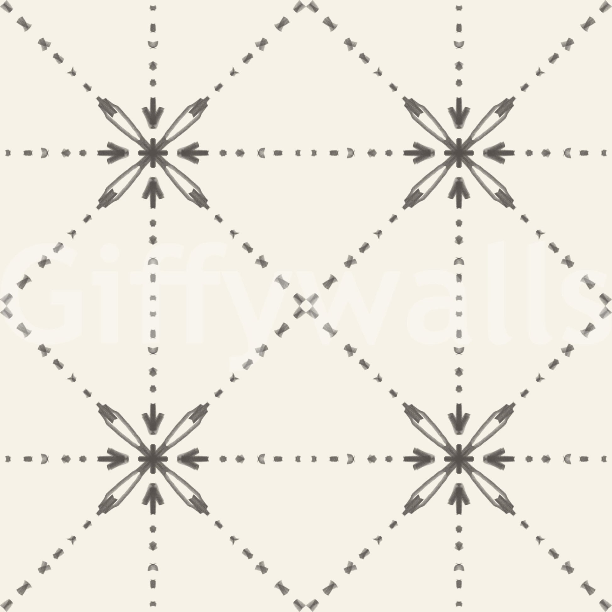 Latticed flower stitch wallpaper with balanced grid and dark accents, GD8774