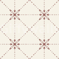 Terracotta wallpaper showing dotted stitch lines and floral nodes
