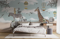 Safari scene wallpaper for children's rooms A131