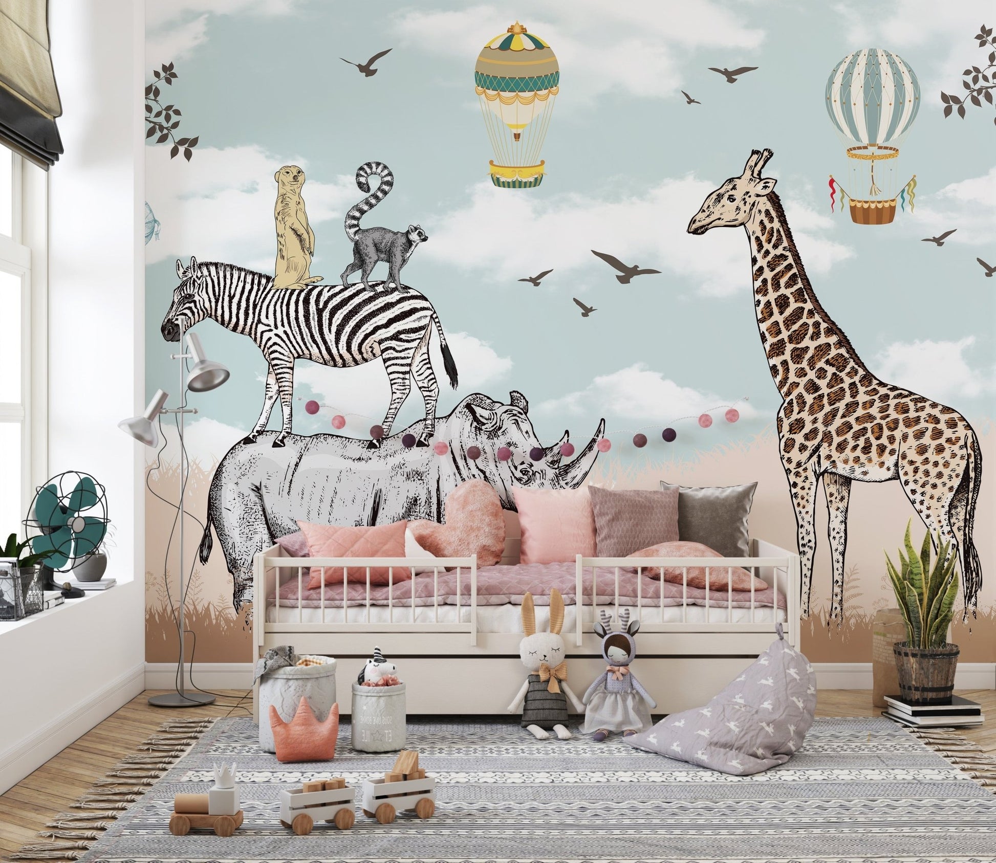 Savannah animals wallpaper for kids' walls A131
