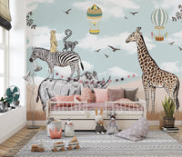 Savannah animals wallpaper for kids' walls A131
