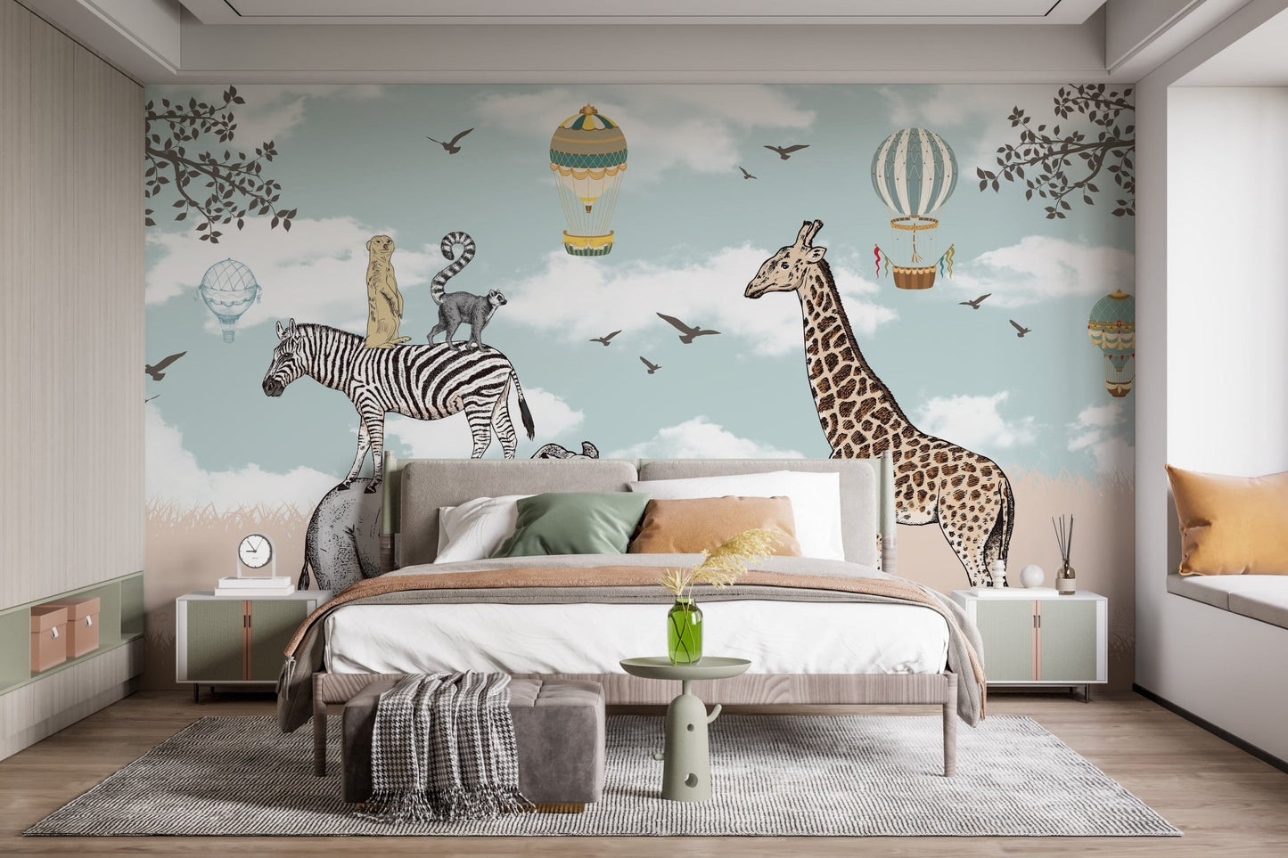 Savannah Animals Kids Room Wallpaper Mural - Giffywalls A131