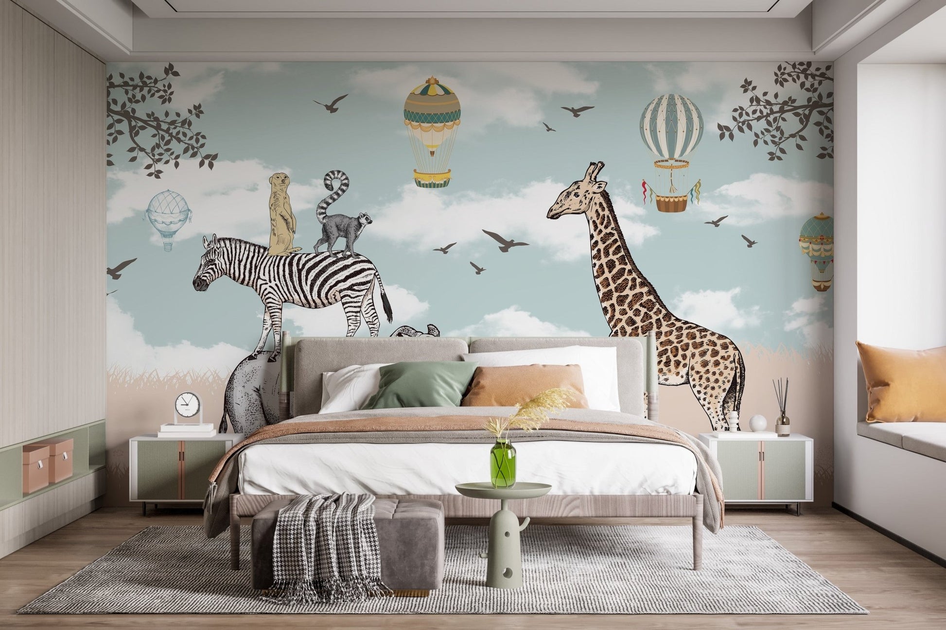 Savannah Animals Kids Room Wallpaper Mural - Giffywalls A131