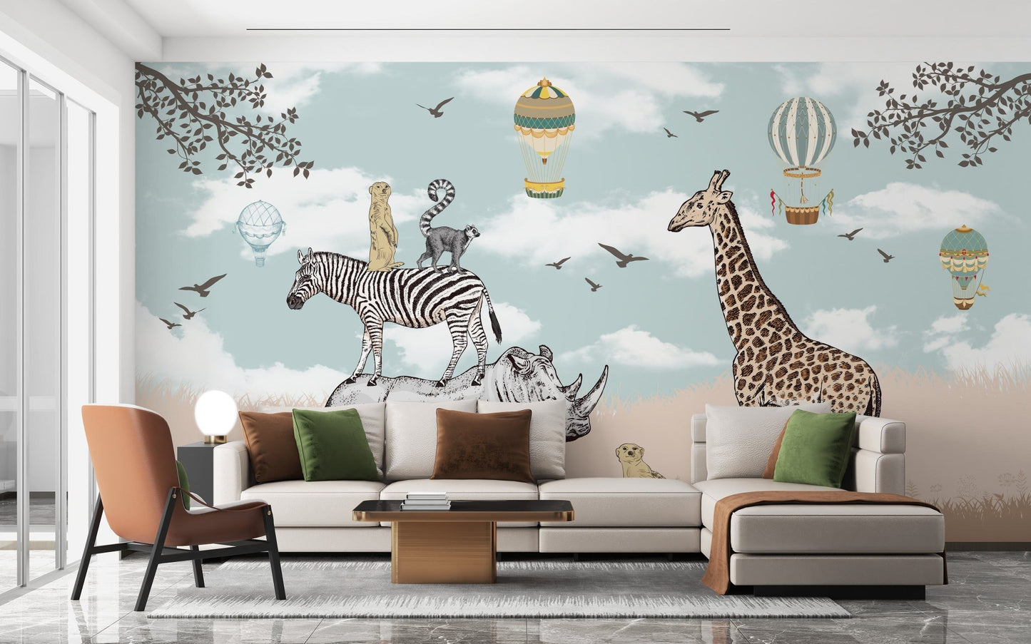 Savannah Animals Kids Room Wallpaper Mural - Giffywalls A131