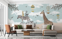 Savannah Animals Kids Room Wallpaper Mural - Giffywalls A131