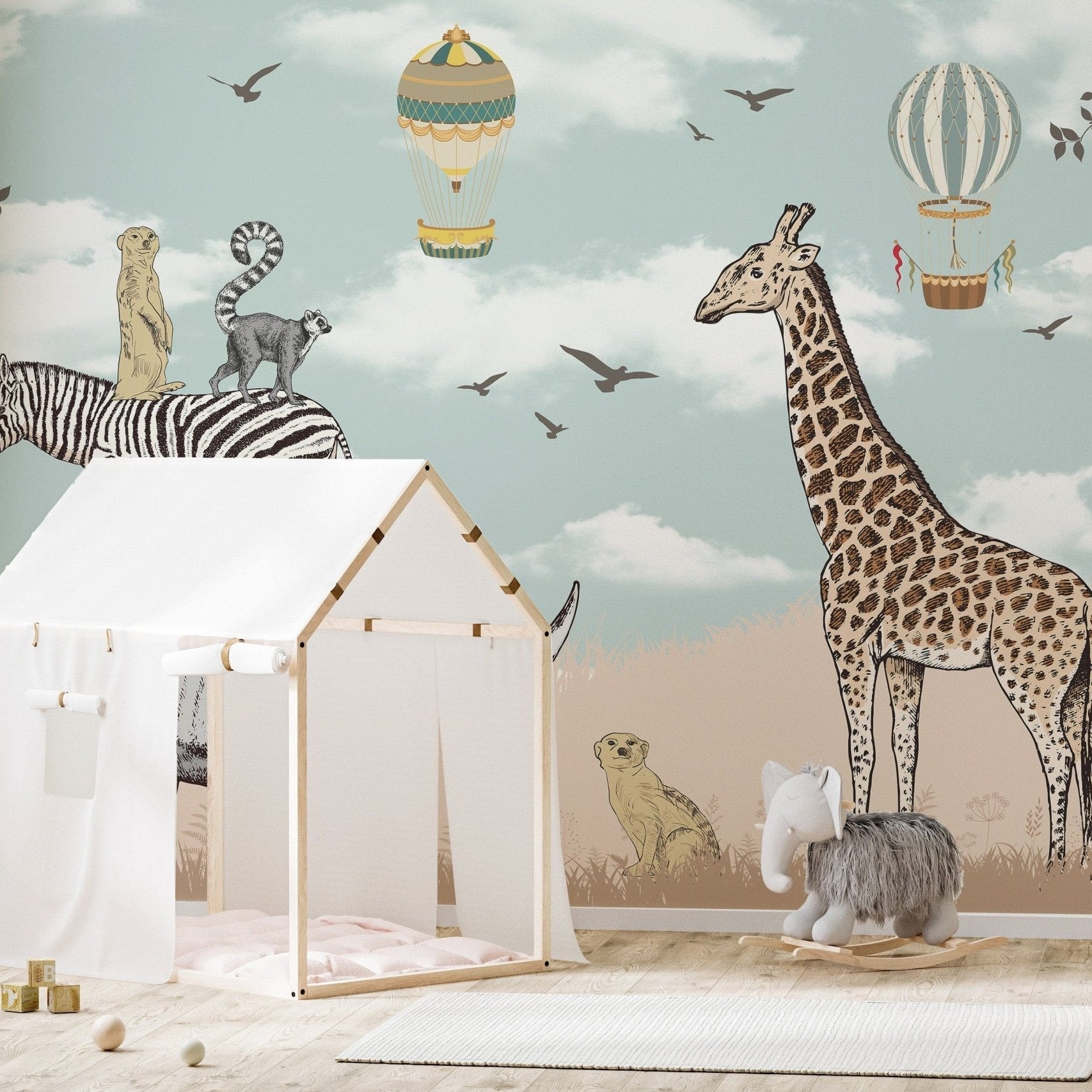 Savannah Animals Kids Room Wallpaper Mural - Giffywalls A131