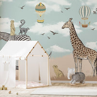 Savannah Animals Kids Room Wallpaper Mural - Giffywalls A131