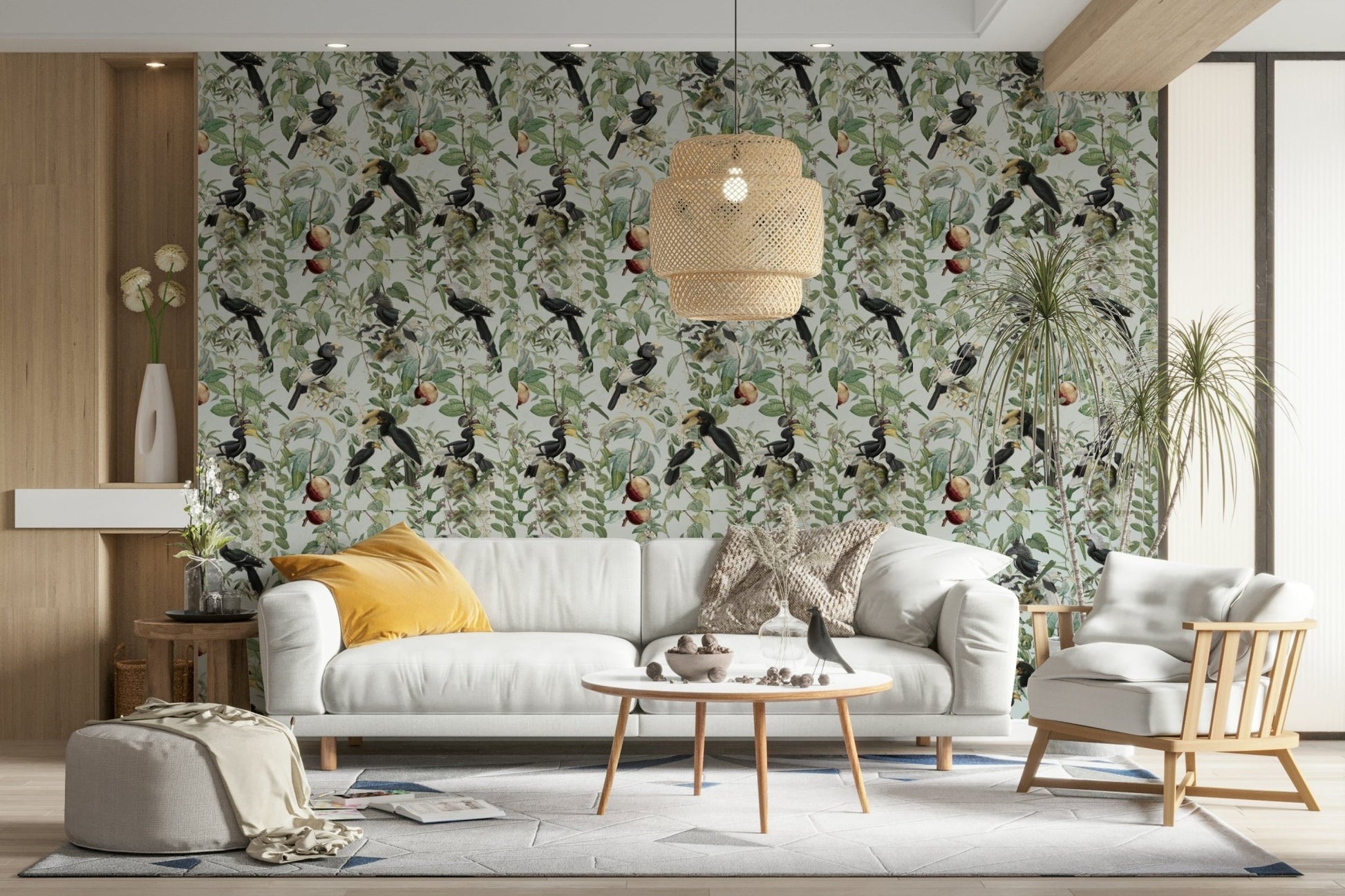 Nature-inspired wallpaper with warm savannah tones

