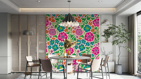 Sayulita tropical retro floral wallpaper GD2795

