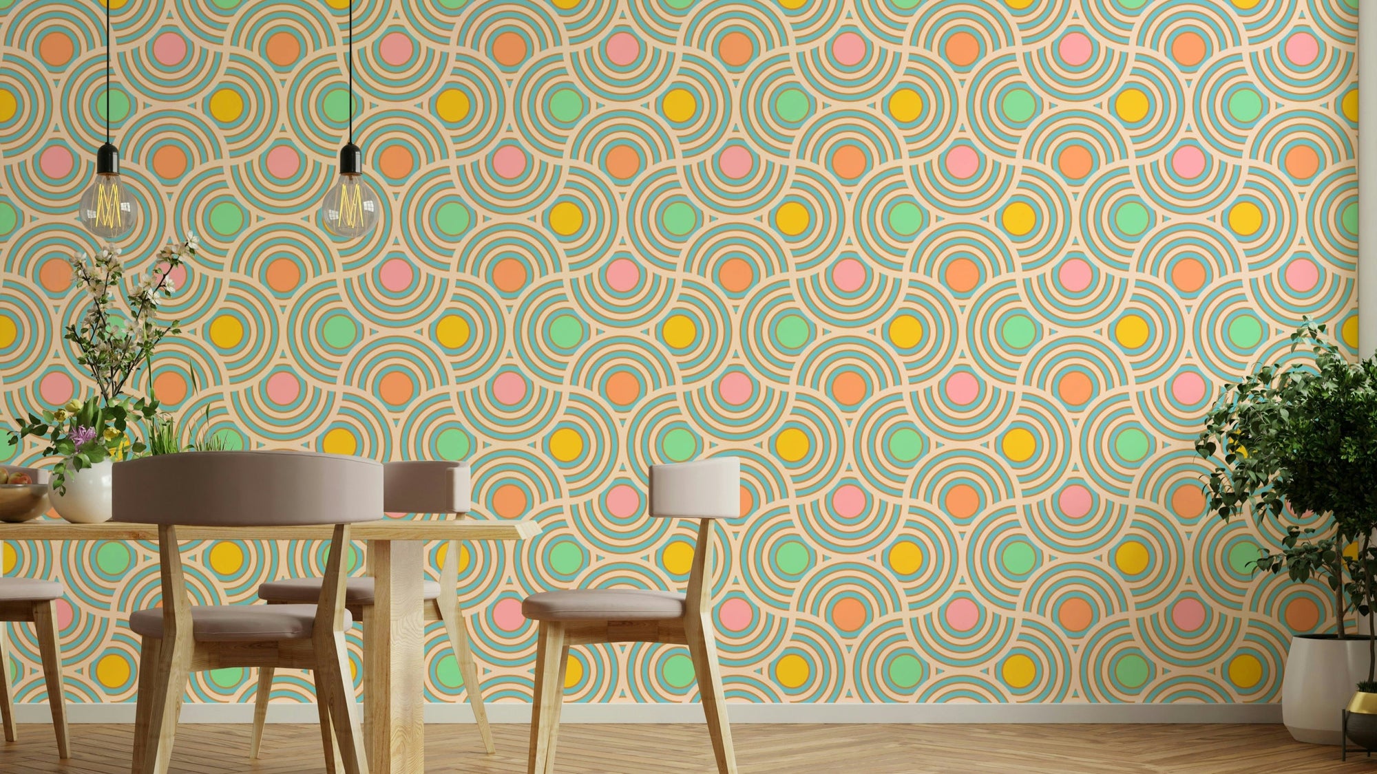The mural extends across the entire wall, creating a clean backdrop. GD3645

