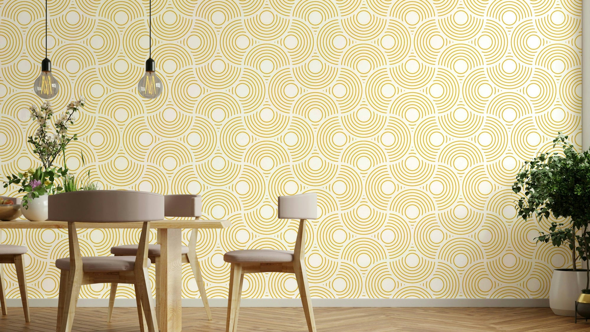 The room's lighting highlights the slight sheen of the gold color. GD3648
 
