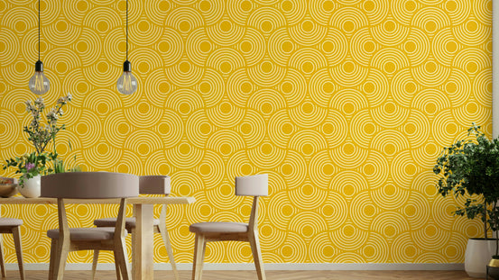 The image shows a full wall with a repeating pattern of geometric scallops. GD3647

