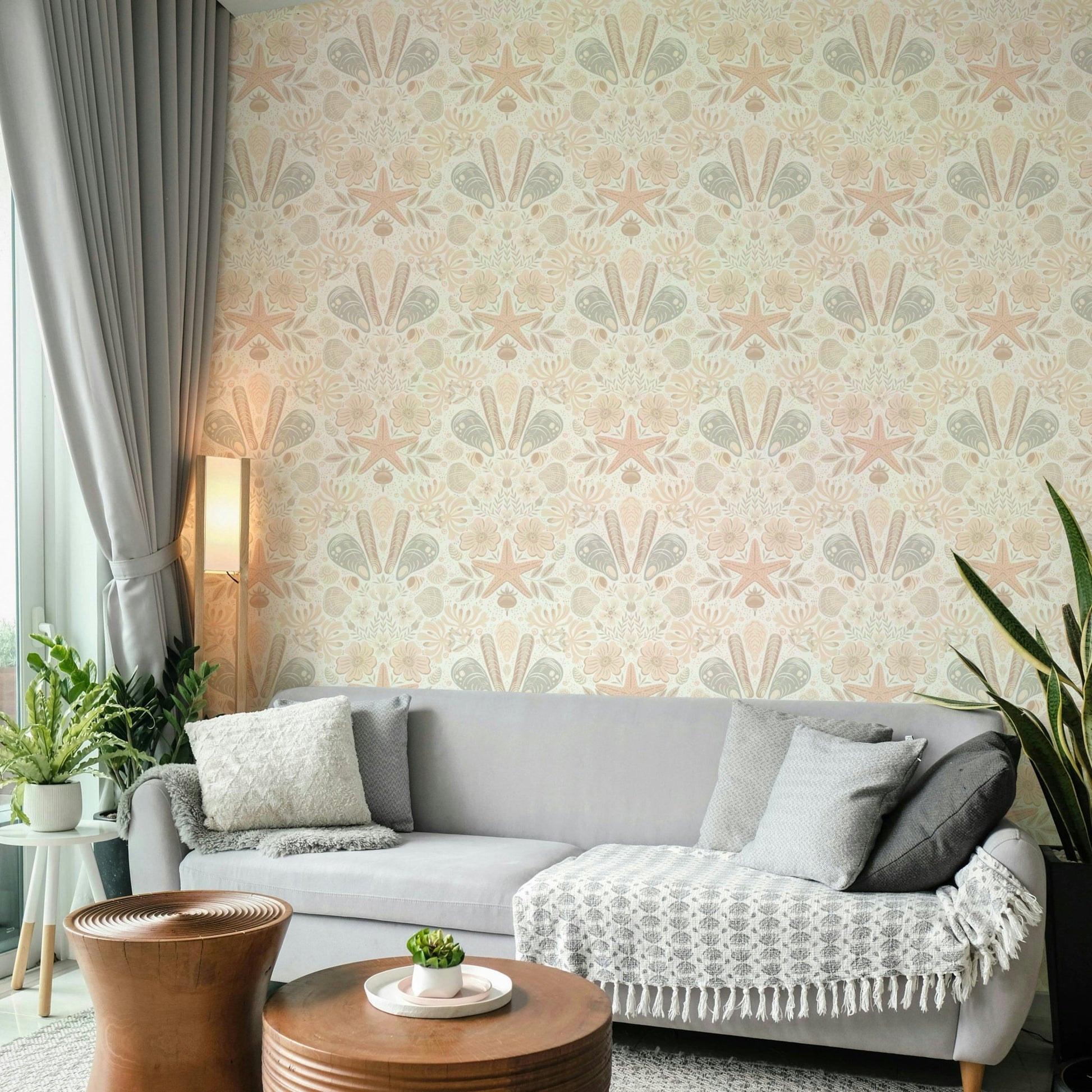 Peaceful wallpaper with soft pink tones

