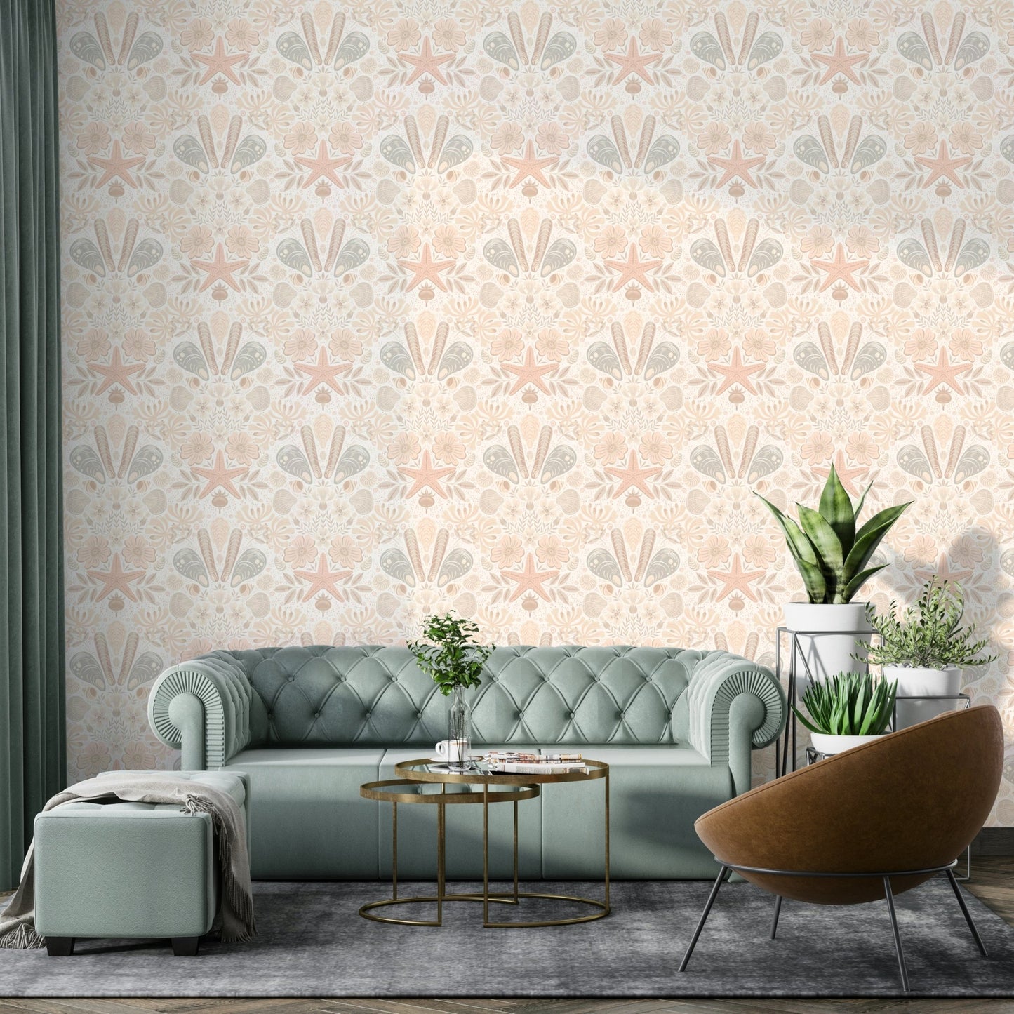 Elegant botanical wallpaper close-up

