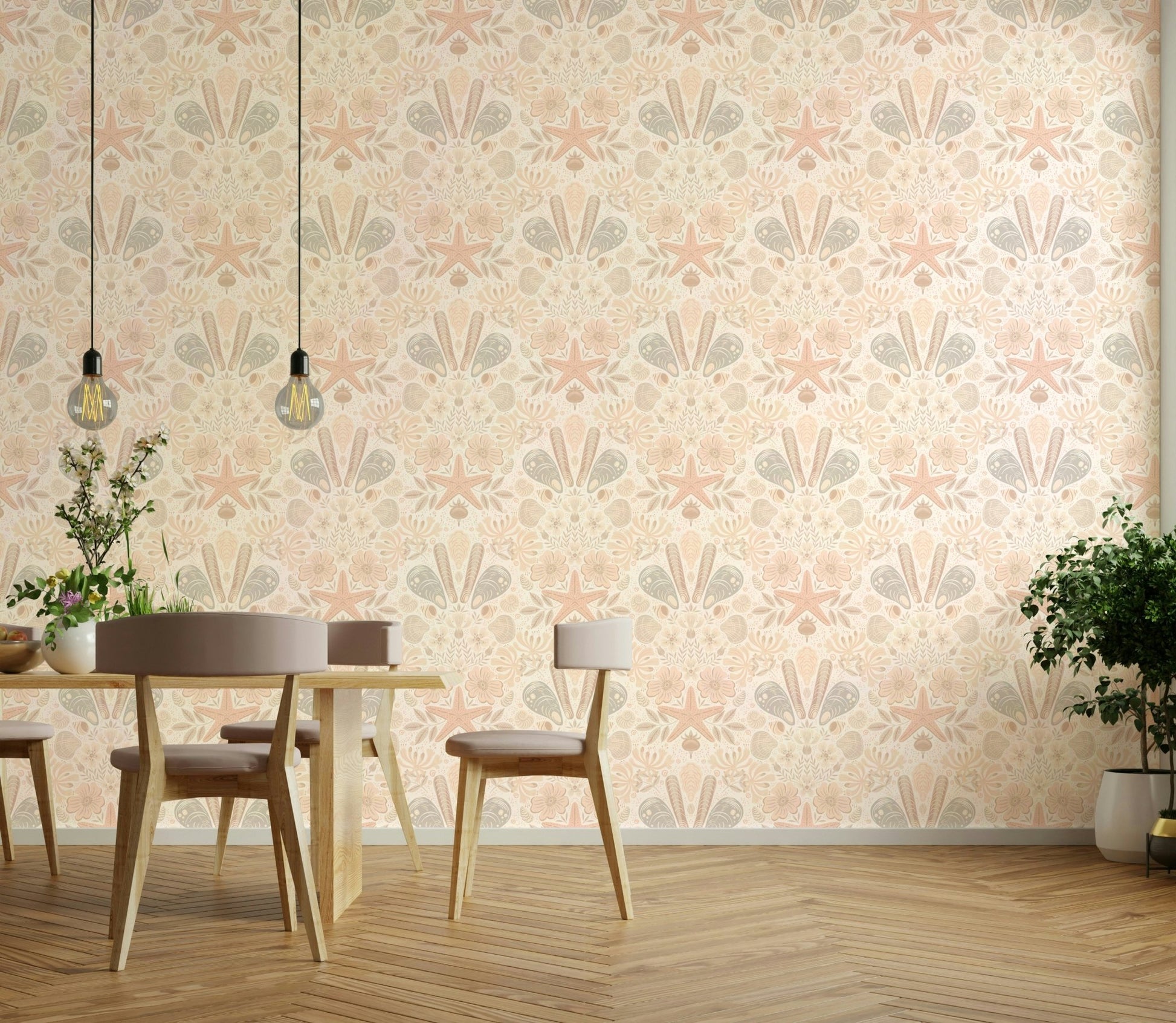 Modern coastal wallpaper pattern

