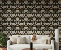 Office Vintage Nature Design wallpaper with sage green leaf pattern
