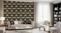 Sage Green Leaves wallpaper with mustard gold dotted detailing