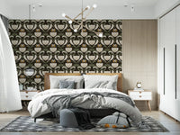 Earthy Botanical Pattern wallpaper with cream tulip forms and symmetry