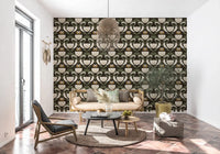 Living room Scandinavian Garden wallpaper in earthy botanical styling
