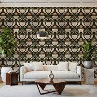 Home office Floral Garden wallpaper with symmetrical cream flower design