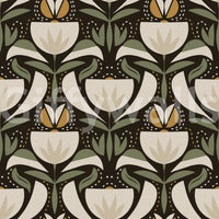 Nature Design wallpaper with decorative cream flowers and earthy tones