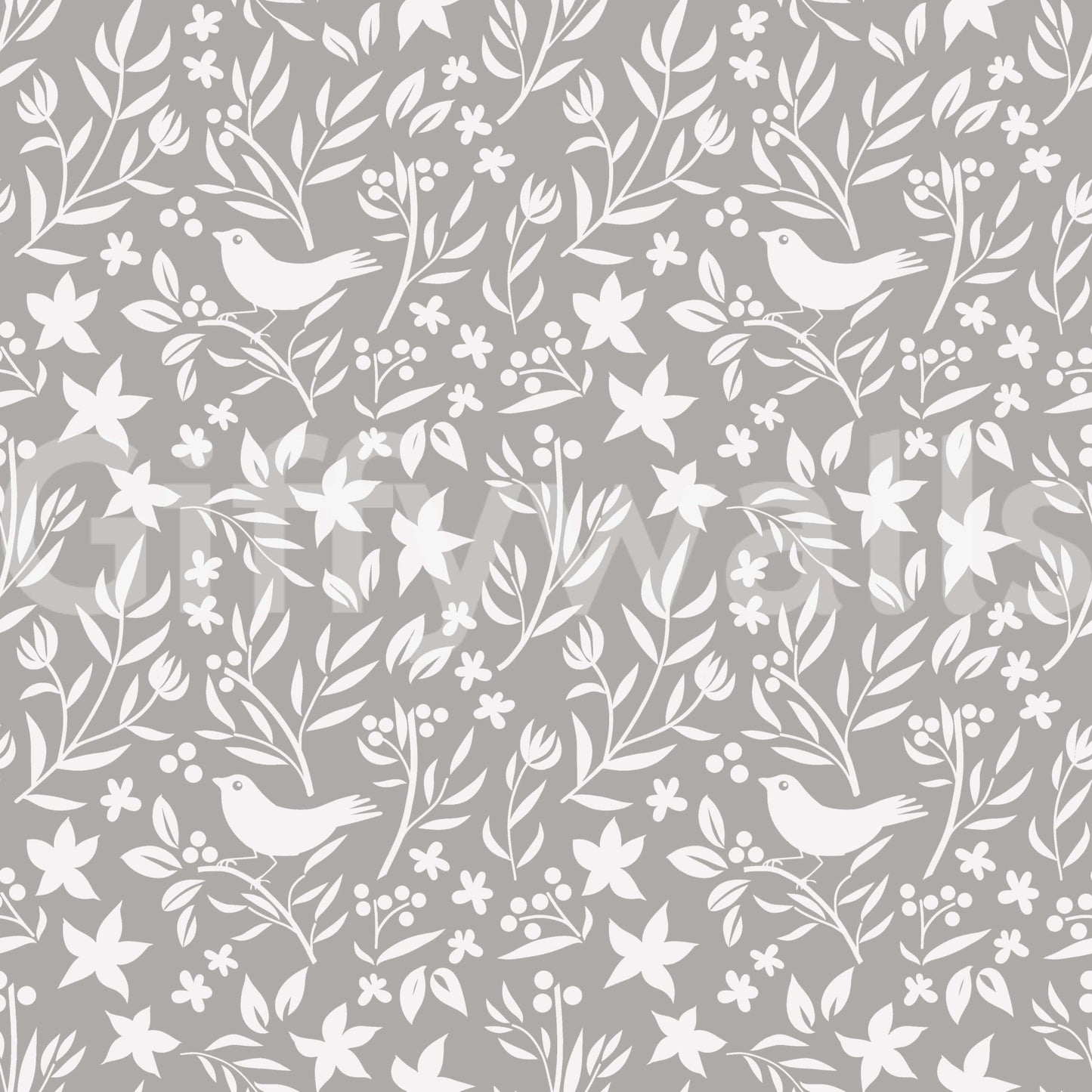 Gentle gray Scandinavian pattern, refined folk art style, perfect wallpaper.