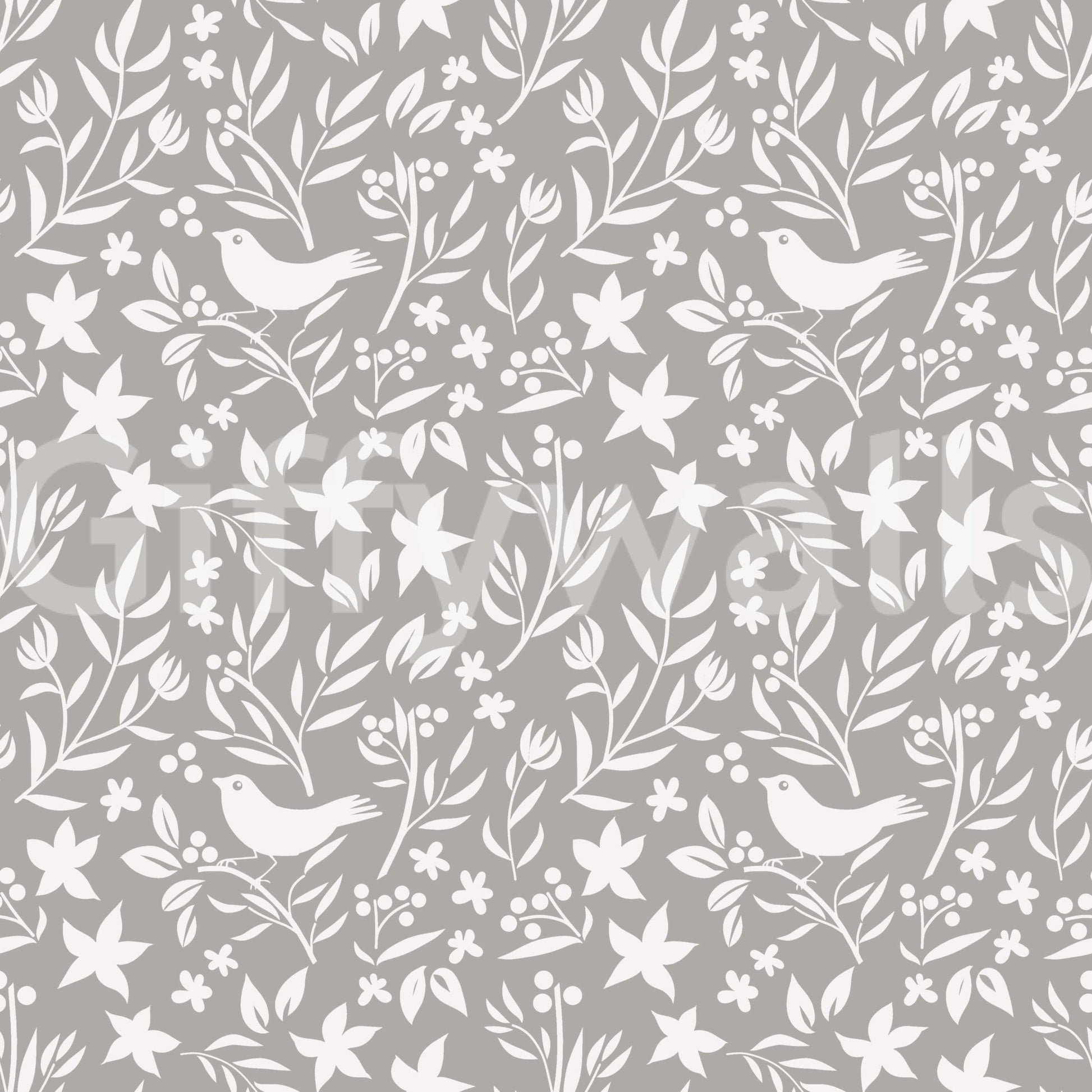Gentle gray Scandinavian pattern, refined folk art style, perfect wallpaper.