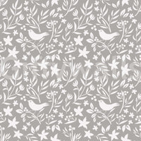 Gentle gray Scandinavian pattern, refined folk art style, perfect wallpaper.