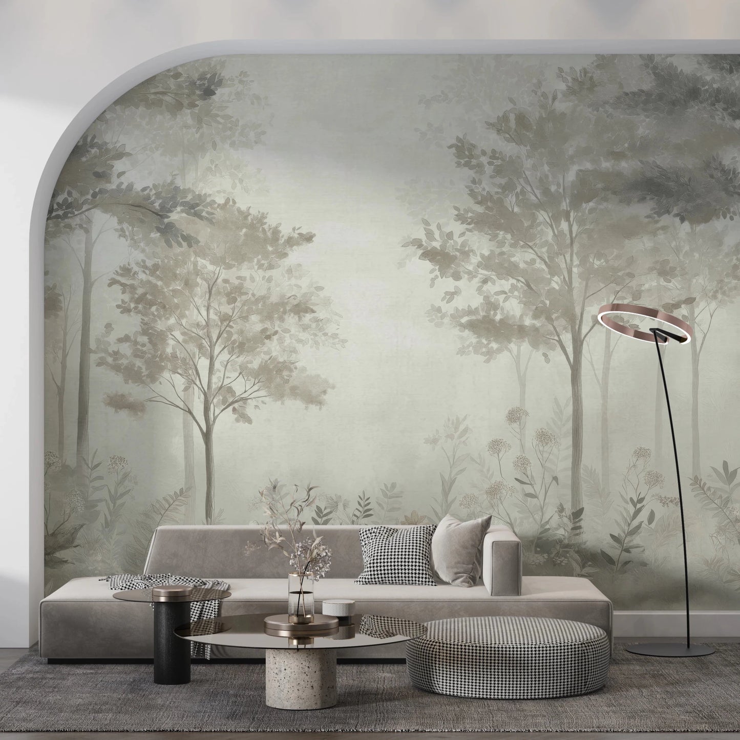 Scandinavian forest – Dusty Green Wall Mural