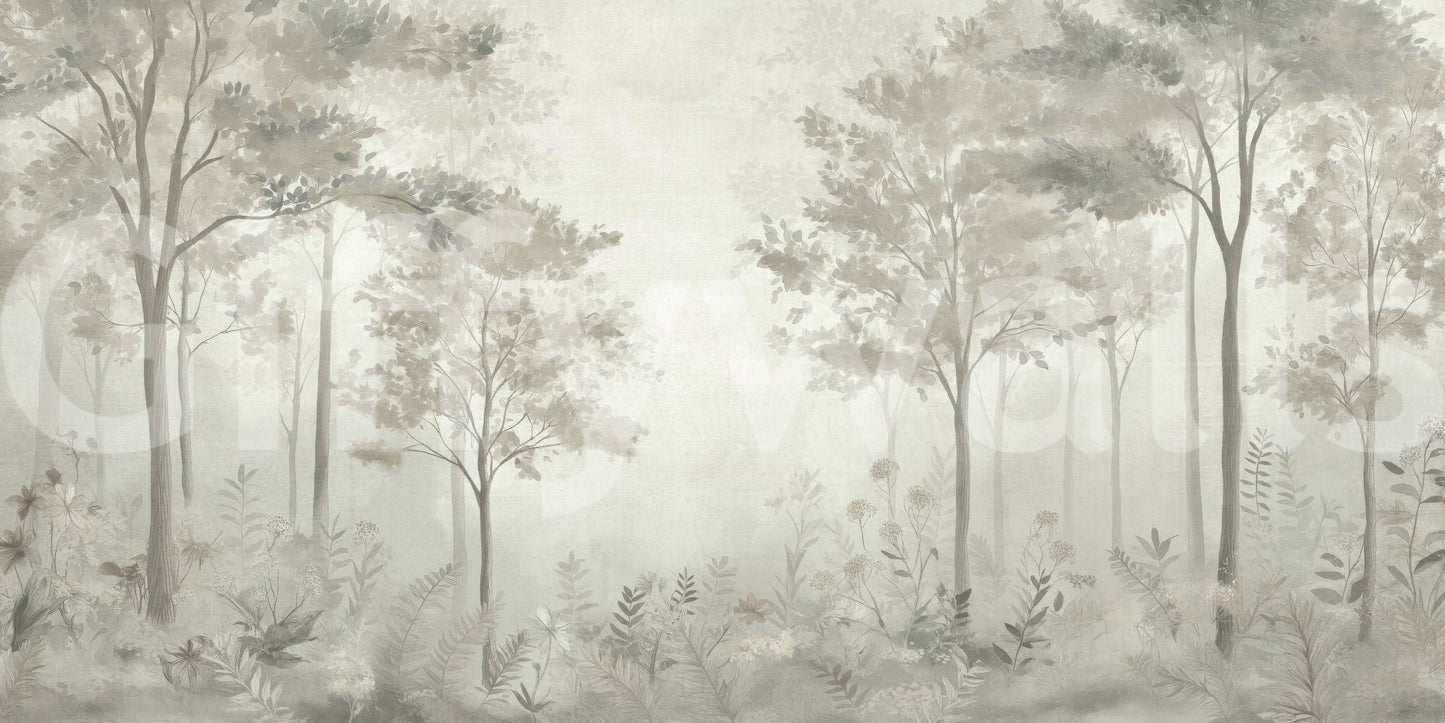 Scandinavian forest – Dusty Green Wall Mural