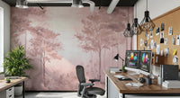 Elegant dusty rose forest wallpaper for bedrooms