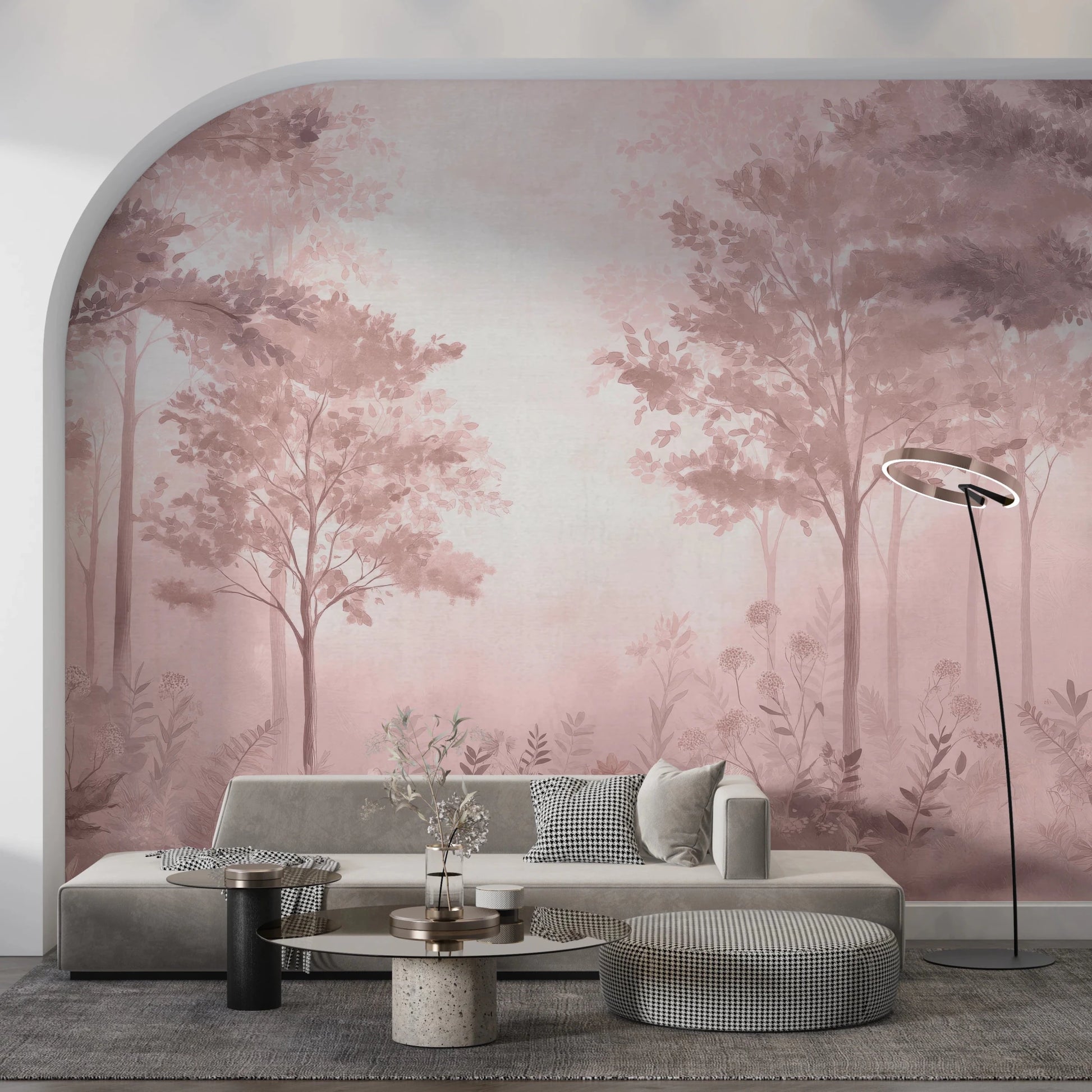 Scandinavian forest wallpaper for calm home décor