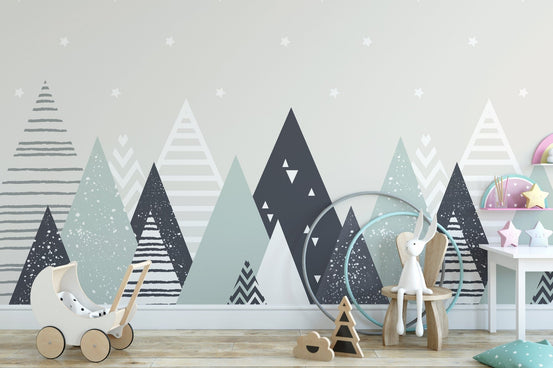 kids room geometric mountain wallpaper B132
