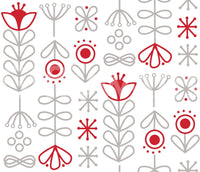 Cozy red and grey Scandinavian flower pattern wall decor

