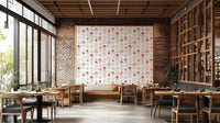 Scandinavian-inspired red and grey bloom wallpaper


