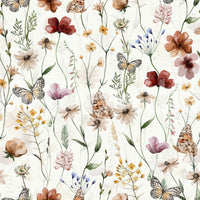 Scandinavian Watercolor Wildflower Meadow with Butterflies Wallpaper⁠ GD3972