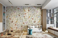 Scandinavian Watercolor Wildflower Meadow with Soft Pastels Wall Mural