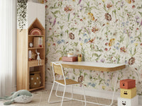 Scandinavian Watercolor Wildflower Meadow with Soft Pastels Wall Mural