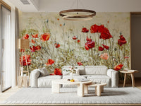 A peaceful flower design mural on decorative wallpaper., GD5793