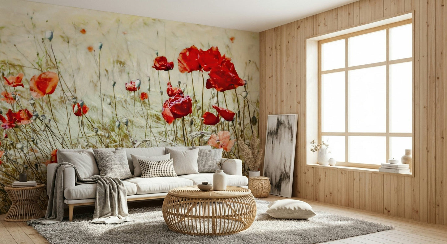 A contemplative floral pattern wallpaper mural for a feature wall., GD5793