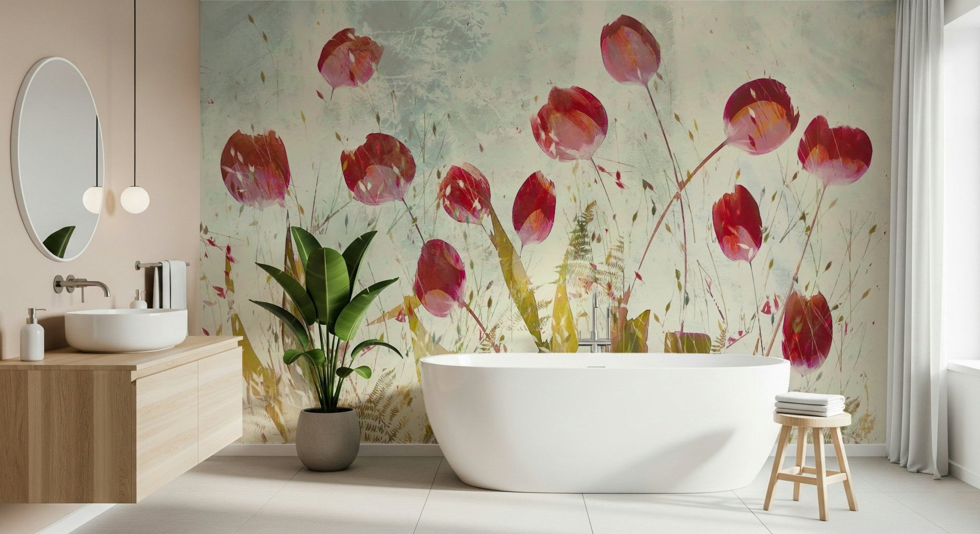 A contemplative vibrant meadow wallpaper mural for a feature wall.


