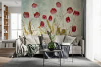 A calming floral design wallpaper mural that defines a space.

