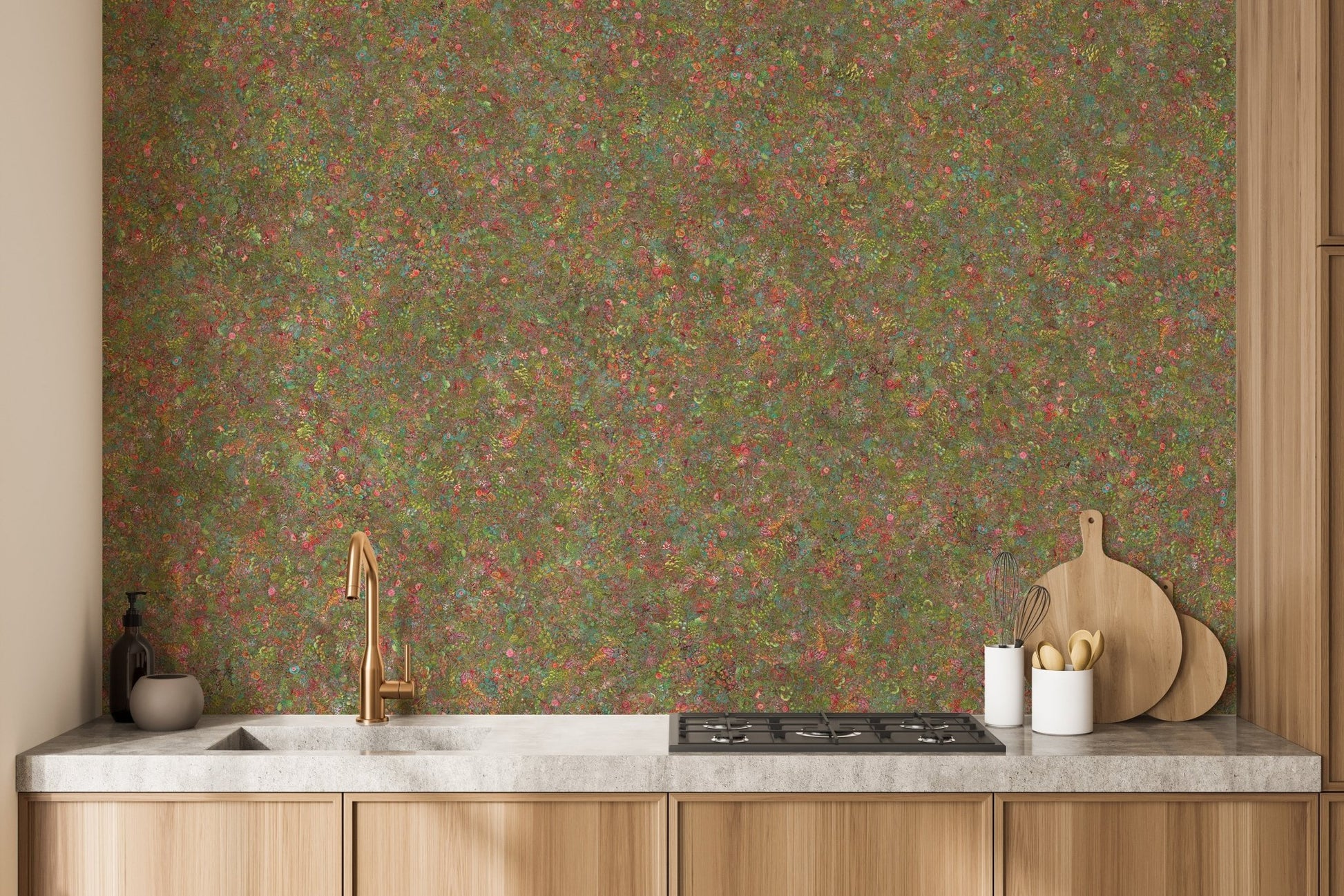Embroidery Colorful Floral Removable Wallpaper Murals - Giffywalls DTLE13