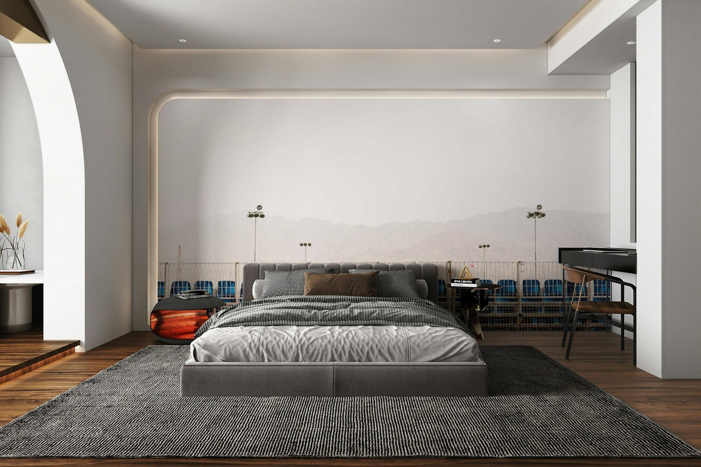Vacant seats repeat in neat lines, a scenic wall mural GD4803
